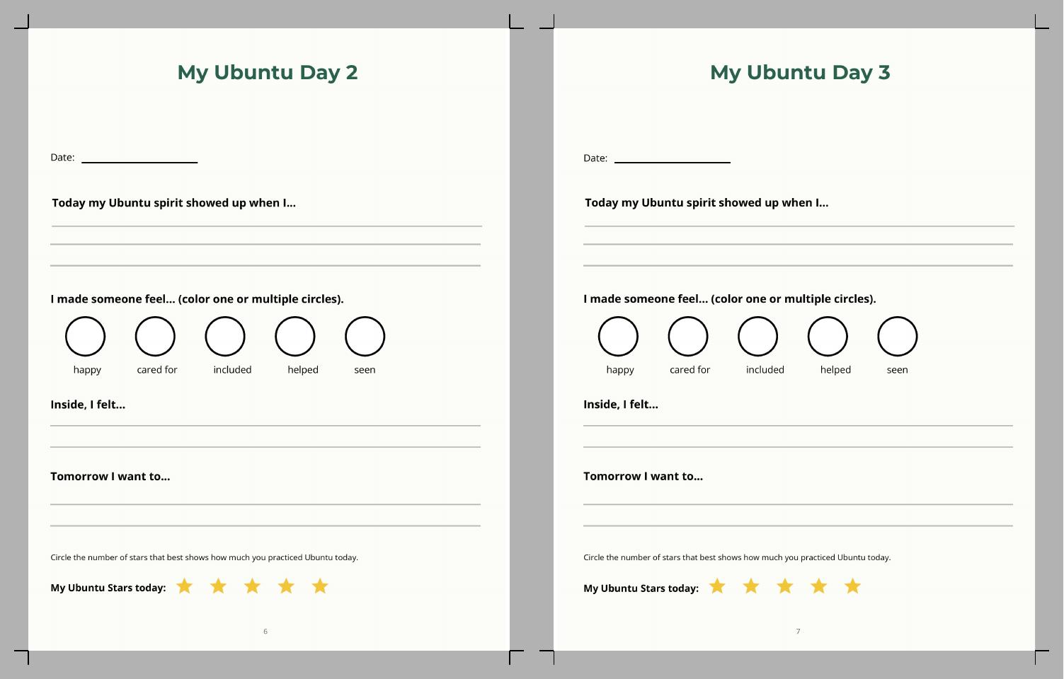 Journal page showing the My Ubuntu Promise activity