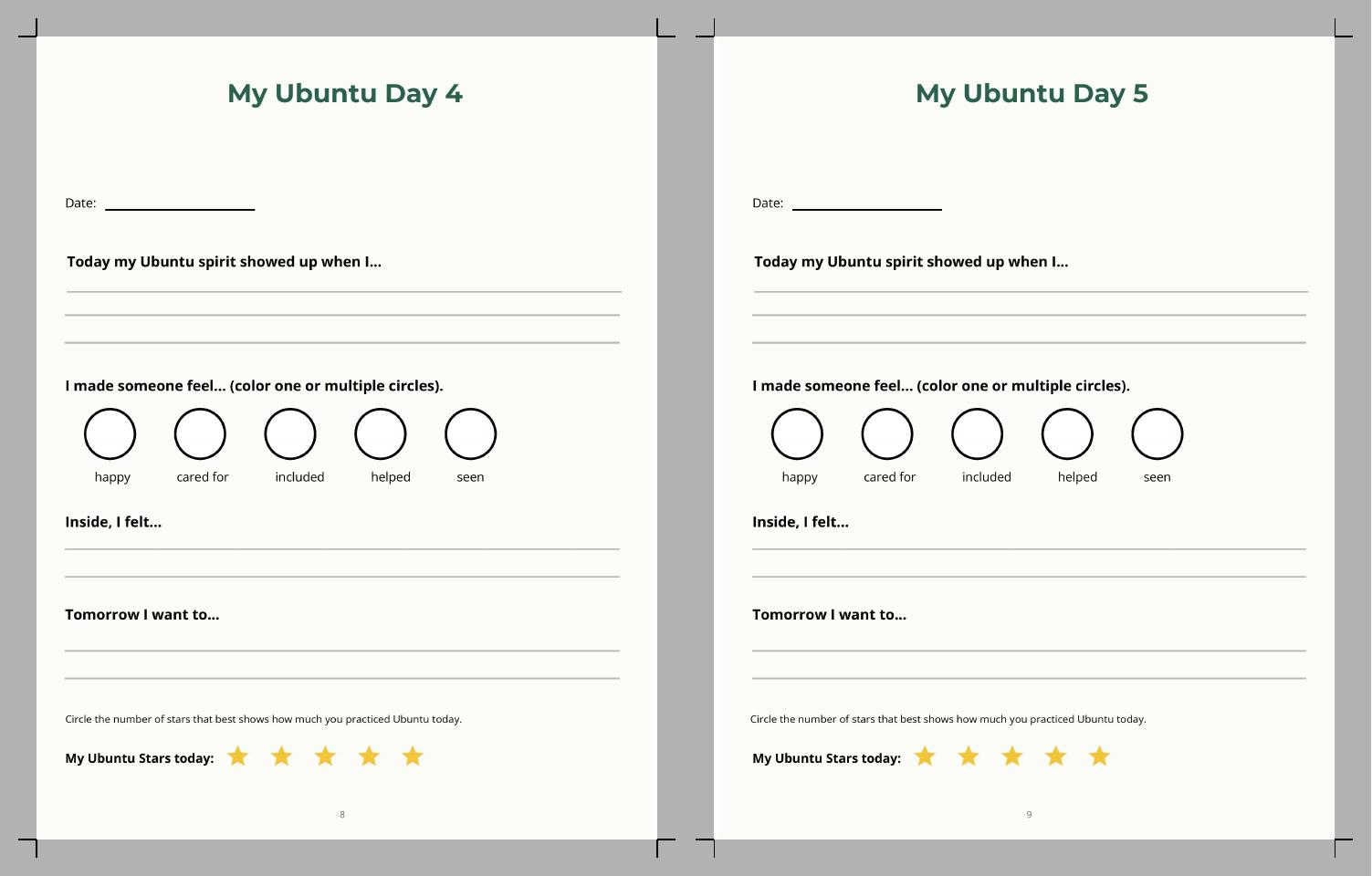 Journal page showing the My Ubuntu Action Map activity